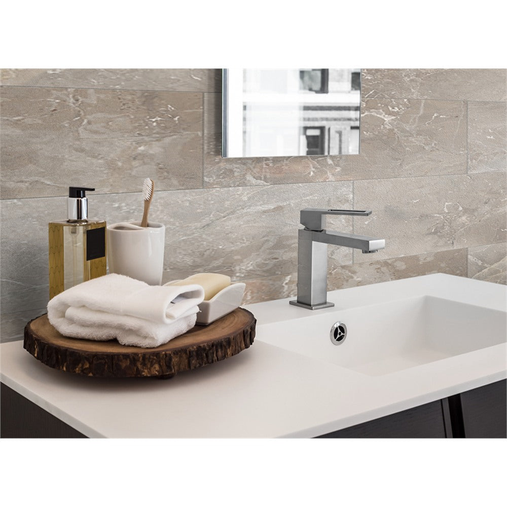 Panneau mural douche VIPANEL - Carrelage Pierre Castello clair - Finition brillant