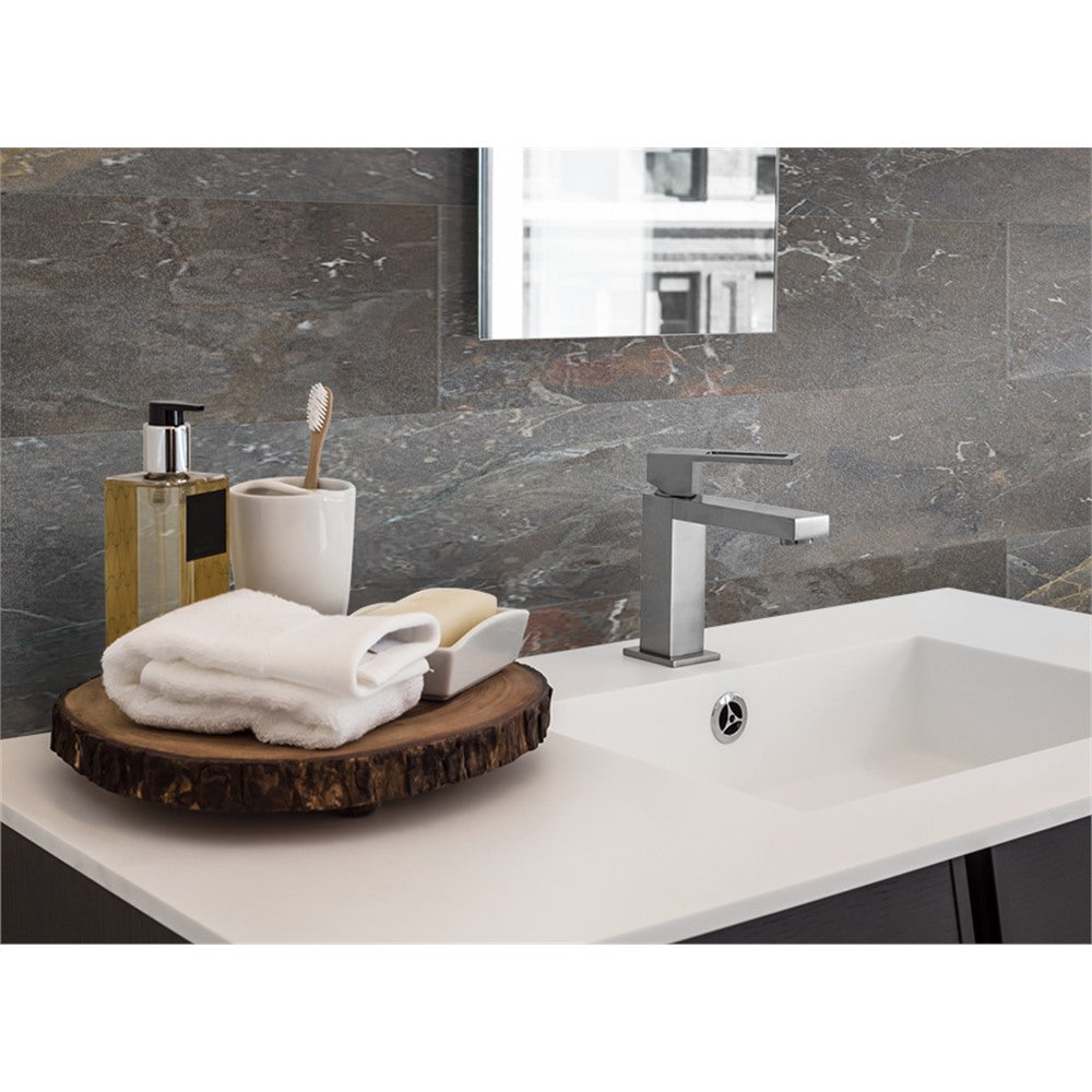 Panneau mural douche VIPANEL - Carrelage Pierre Catsello foncé - Finition brillant