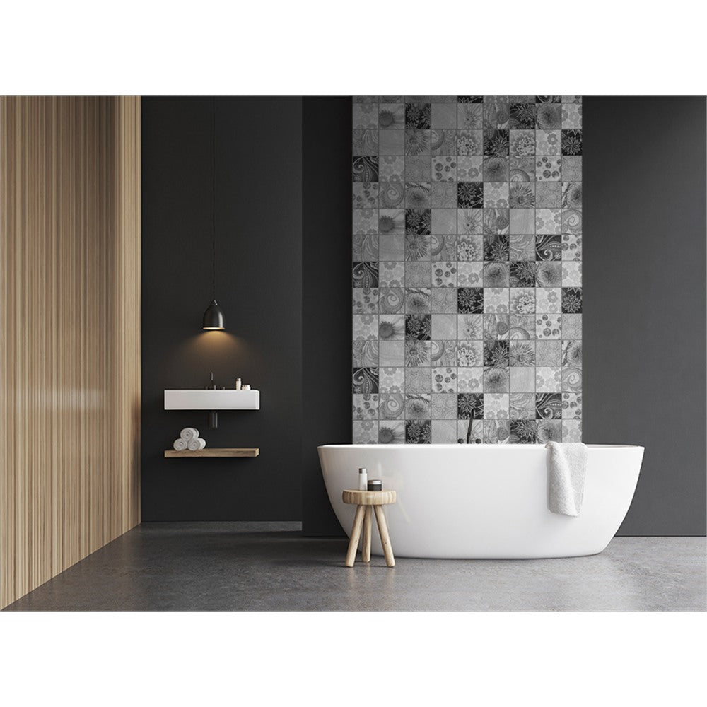 Panneau mural douche VIPANEL - Carrelage Carreaux floraux - Finition brillant