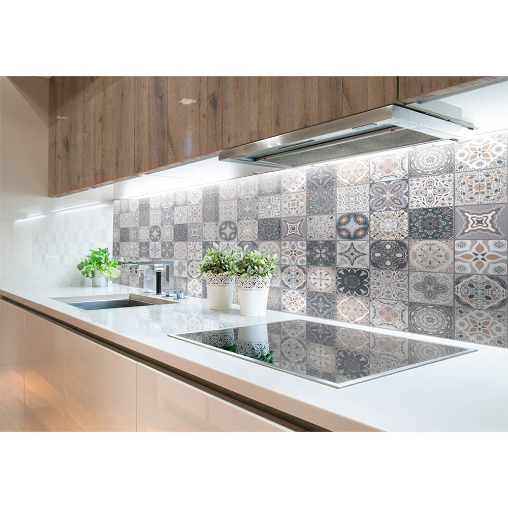 Panneau mural douche VIPANEL - Carrelage Carreaux floraux - Finition brillant
