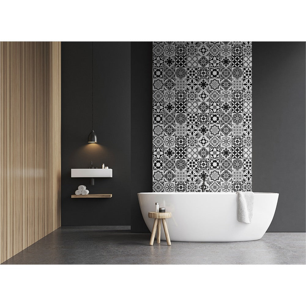 Panneau mural douche VIPANEL - Carrelage Carreaux Lisbonne noir - Finition brillant