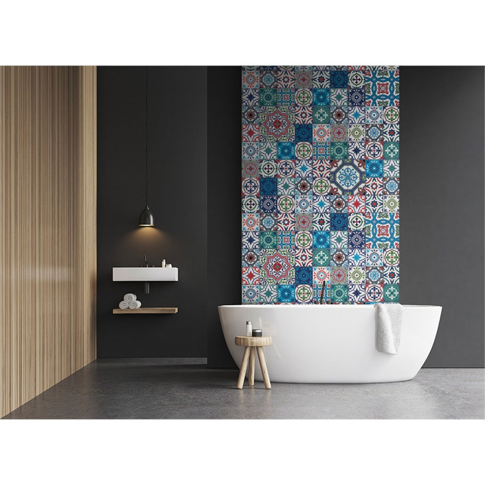 Panneau mural douche VIPANEL - Carrelage Aarreaux azur - Finition brillant