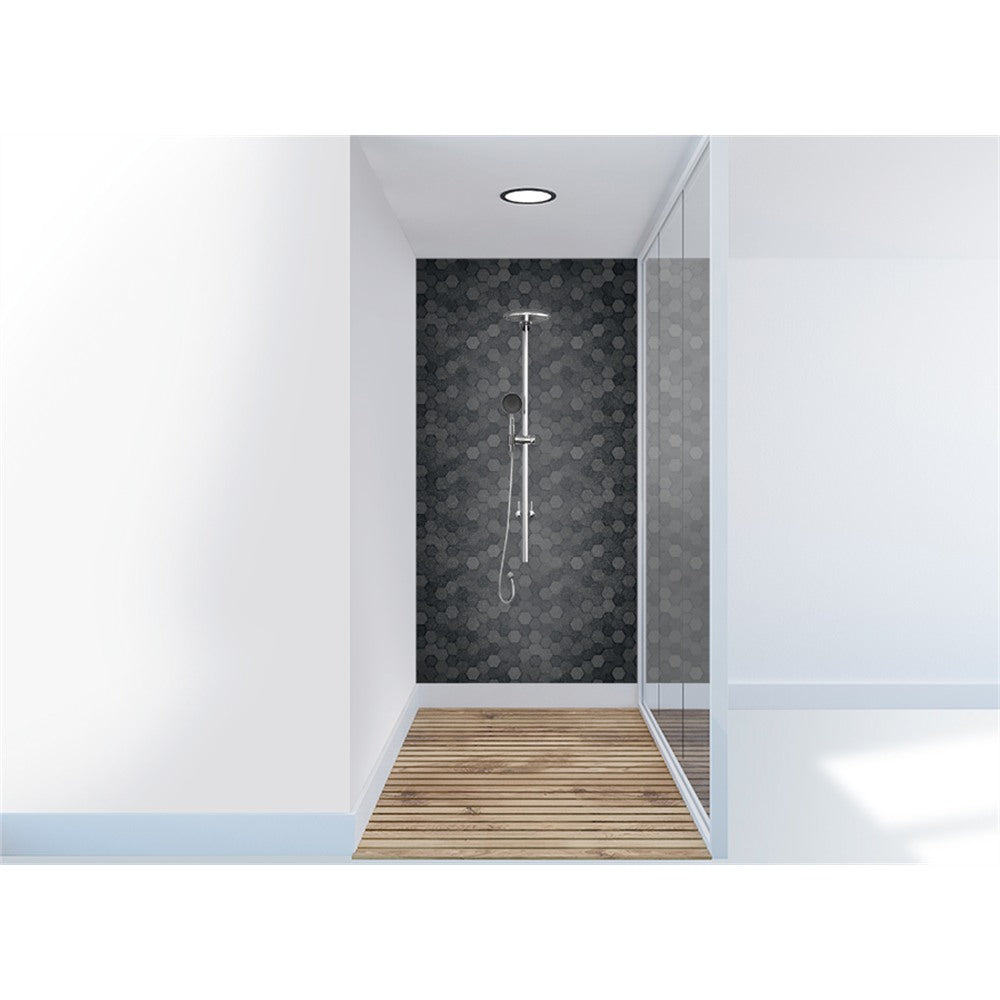 Panneau mural douche VIPANEL - Motif Hexagonal noir - Finition velvet - 1000 x 2550 mm