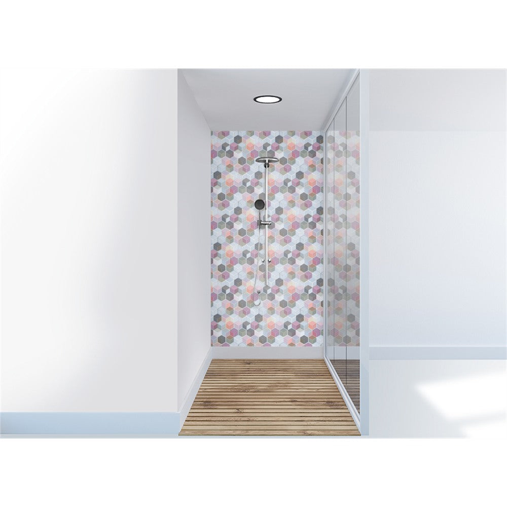 Panneau mural douche VIPANEL - Motif Cube pastel - Fintion velvet