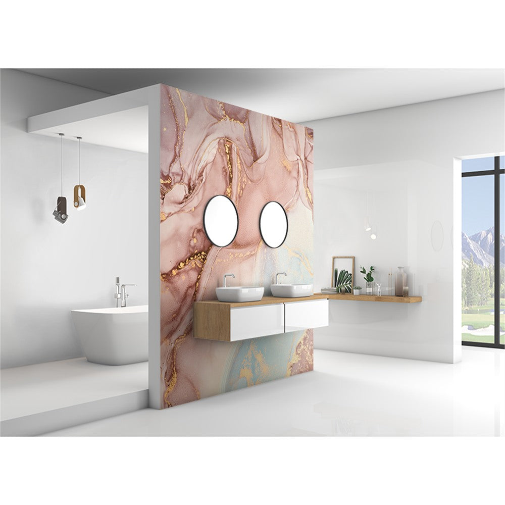Panneau mural douche VIPANEL - Pierre Marbrure rosée - Finition brillant