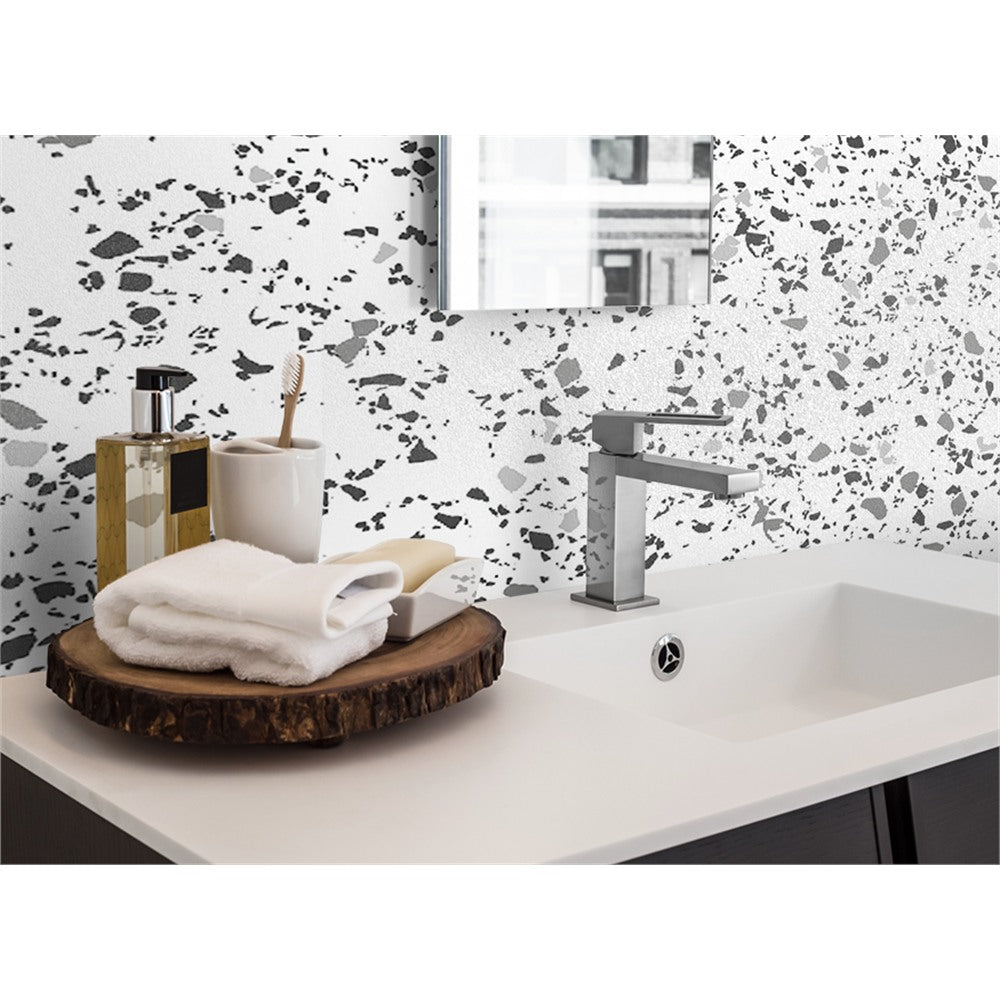 Panneau mural douche VIPANEL - Pierre Terrazzo noir blanc - Finition mat