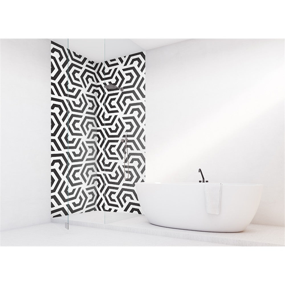 Panneau mural douche VIPANEL - Motif imprimé noir et blanc - Finition velvet
