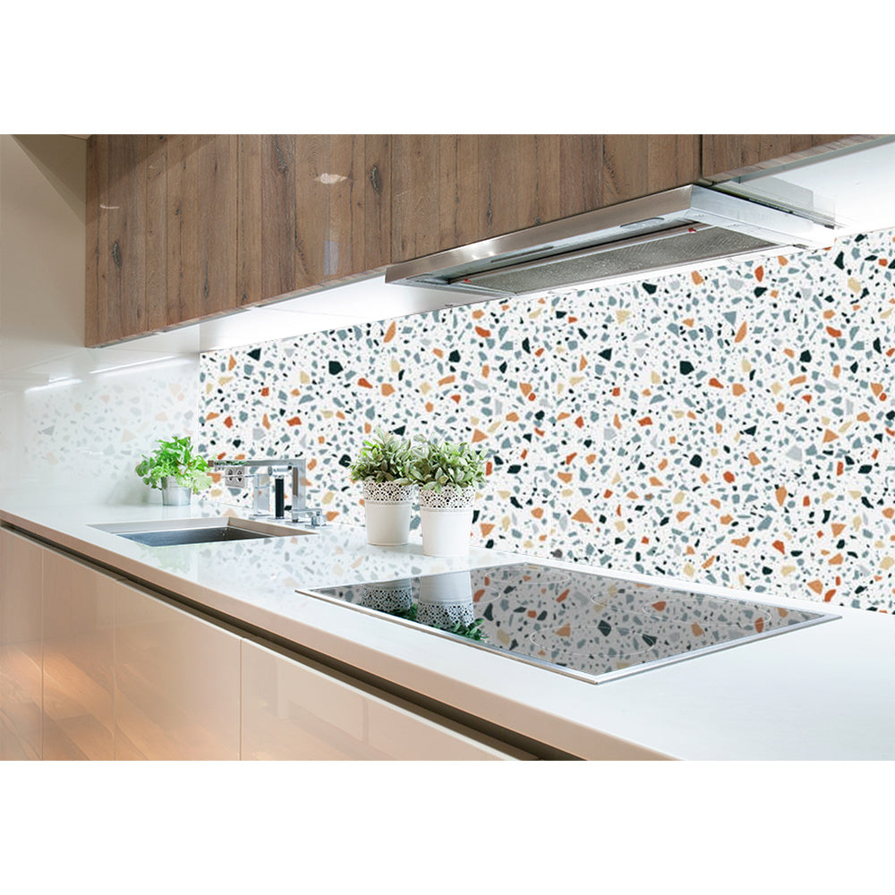 Panneau mural douche VIPANEL - Pierre terrazzo bleu - Finition - Finition mat