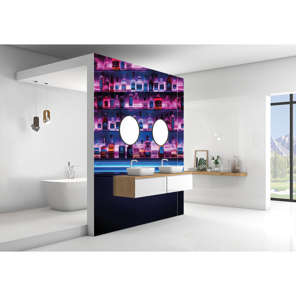 Panneau mural douche VIPANEL - Paysage urbain Néon bar - Finition - Finition brillant