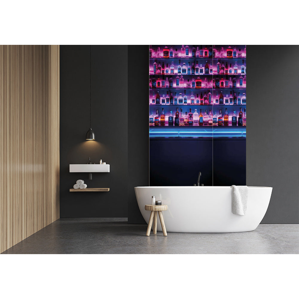 Panneau mural douche VIPANEL - Paysage urbain Néon bar - Finition - Finition brillant