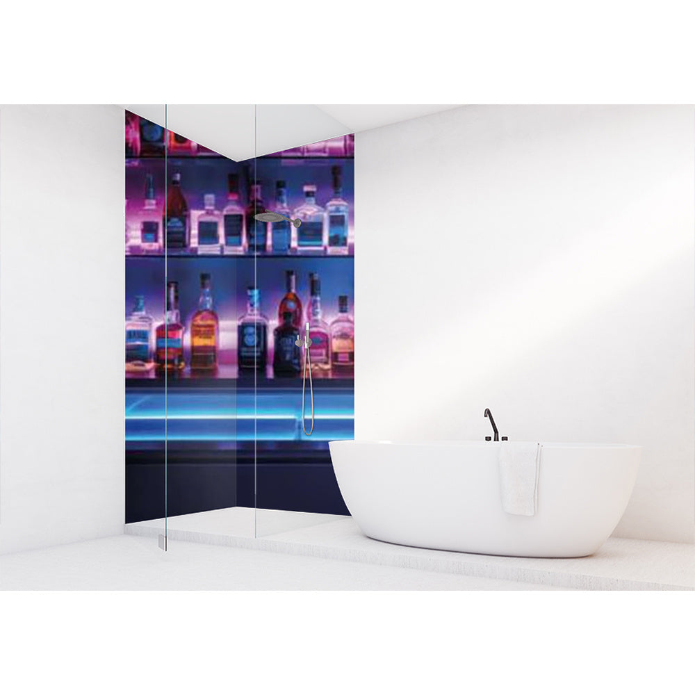 Panneau mural douche VIPANEL - Paysage urbain Néon bar - Finition - Finition brillant