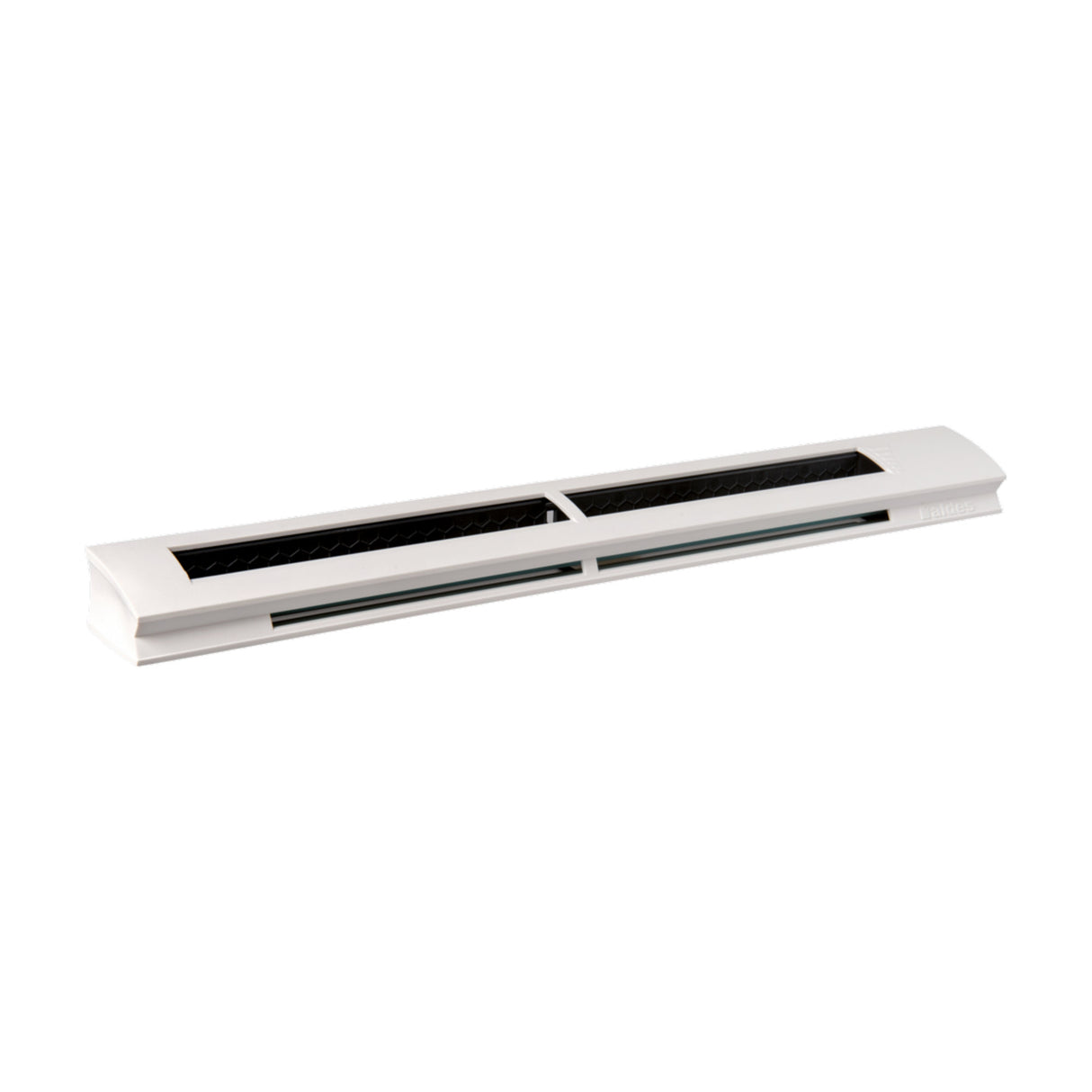 Grille d’aération blanche, marque Aereco, type entrée d’air, design rectangulaire