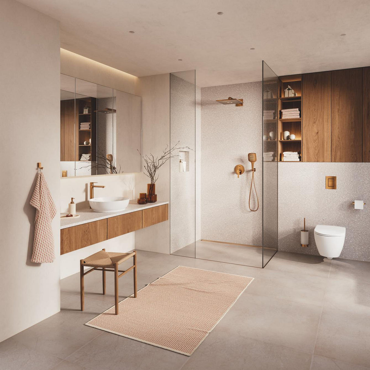 GROHE Pack bain/douche avec mitigeur thermostatique + douchette + support + flexible