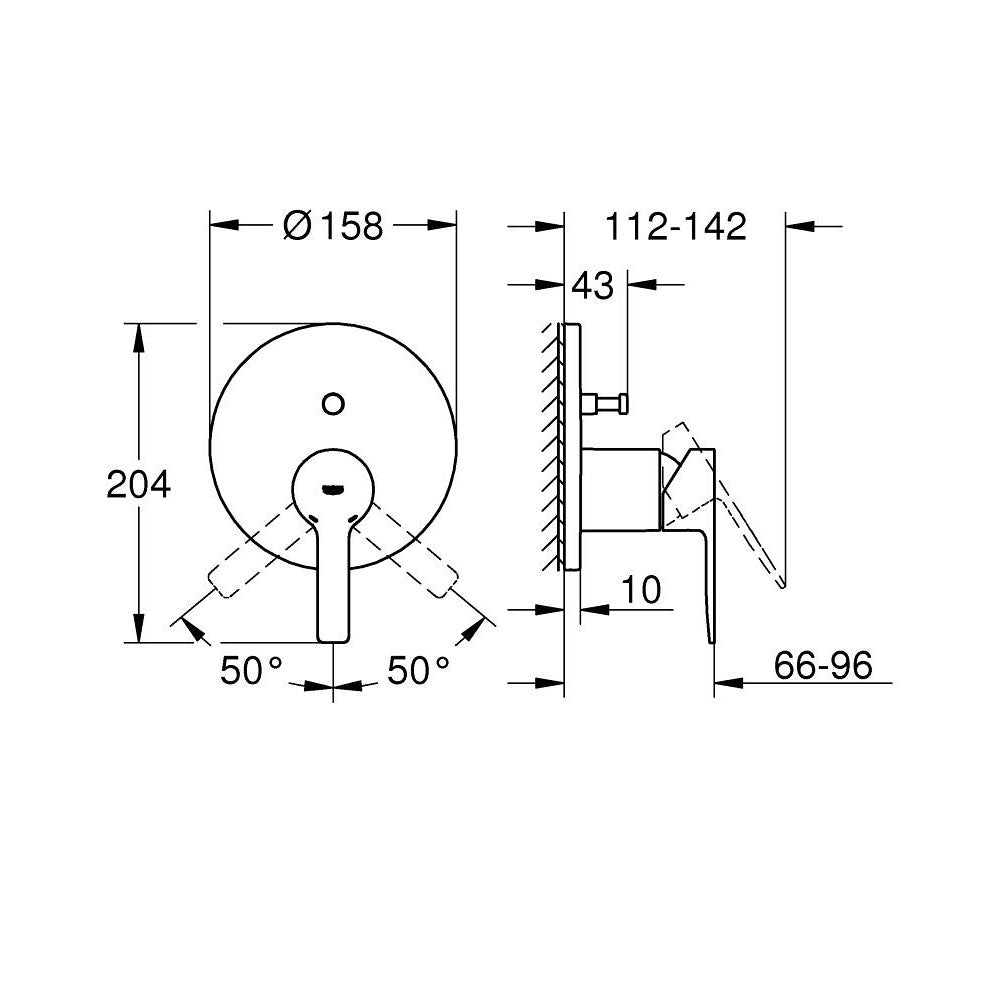 GROHE Pack douche encastré avec mitigeur monocommande + douchette +barre de douche + douche de tête + flexible + coude