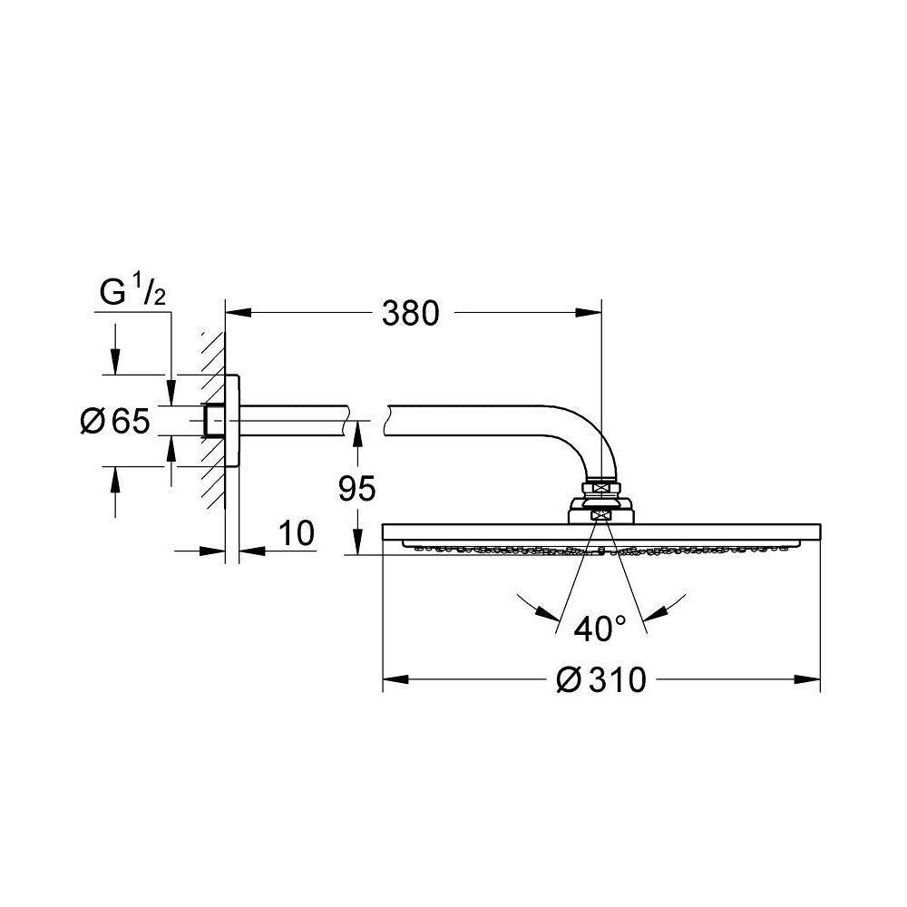 GROHE Pack douche encastré avec mitigeur monocommande + douchette +barre de douche + douche de tête + flexible + coude