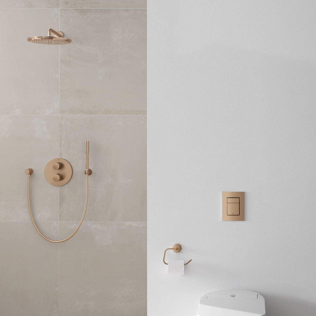 GROHE Pack douche encastré avec mitigeur monocommande + douchette +barre de douche + douche de tête + flexible + coude