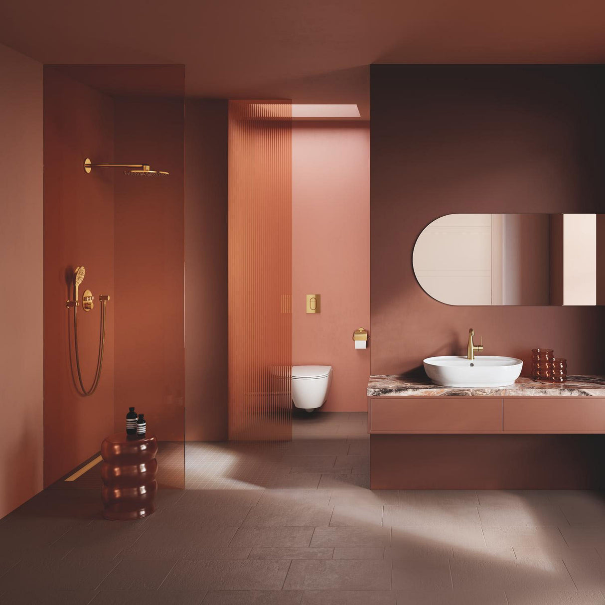 GROHE Pack douche encastré avec mitigeur monocommande + douchette +barre de douche + douche de tête + flexible + coude
