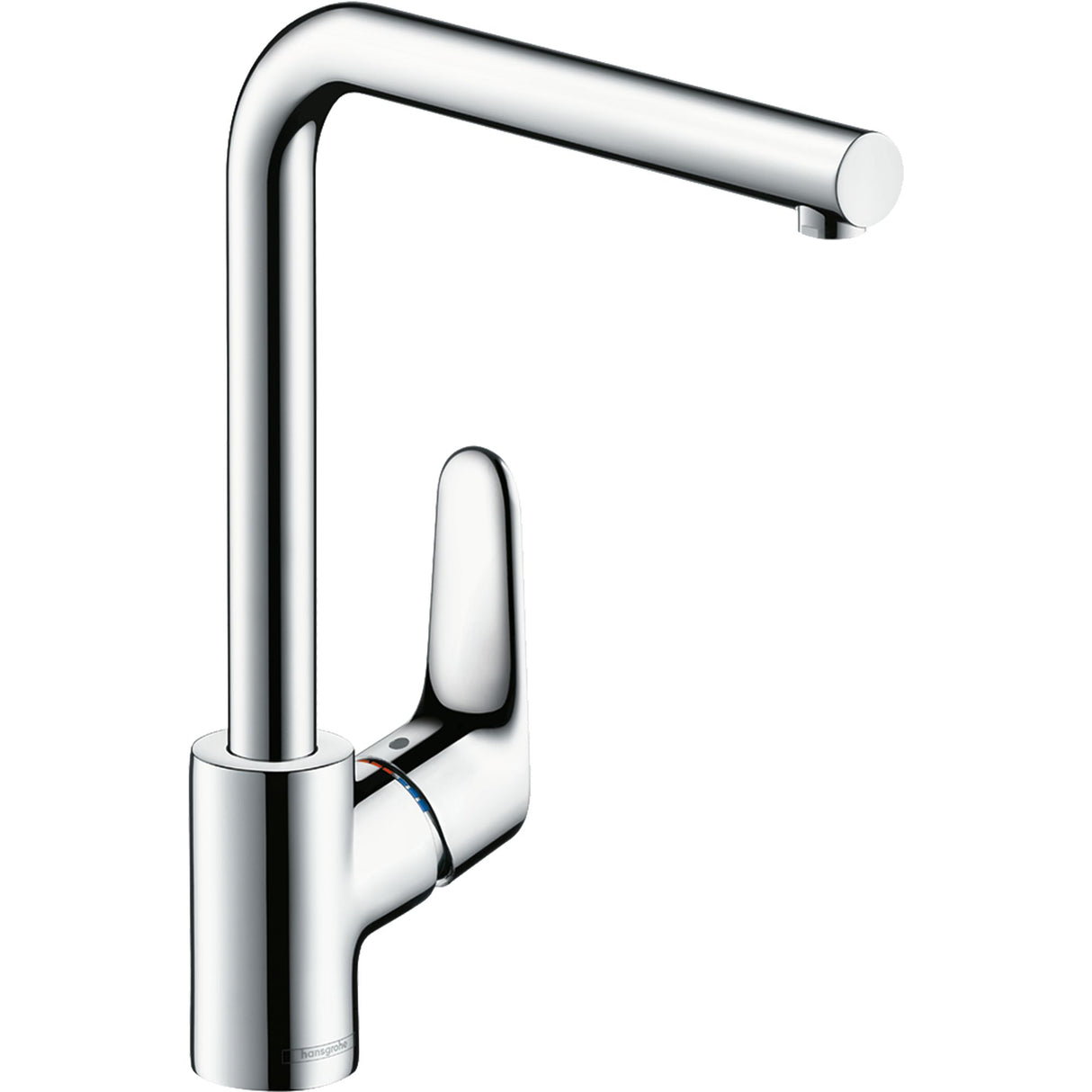 Mitigeur cuisine Hansgrohe, robinet chromé moderne, couleur argentée