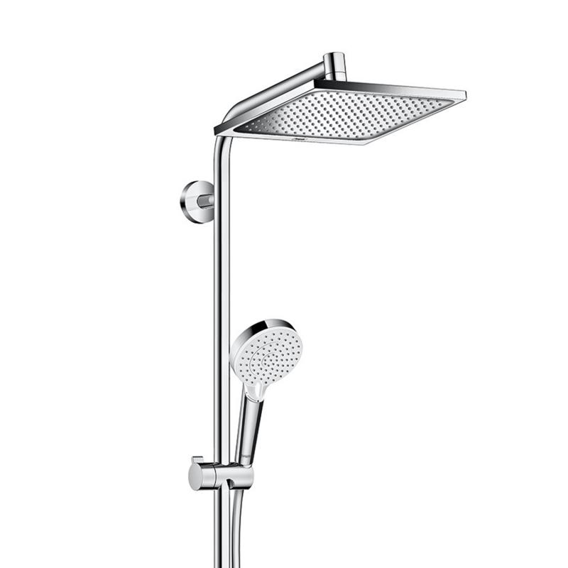 Colonne de douche Grohe, chromée, avec pommeau carré et douchette ronde