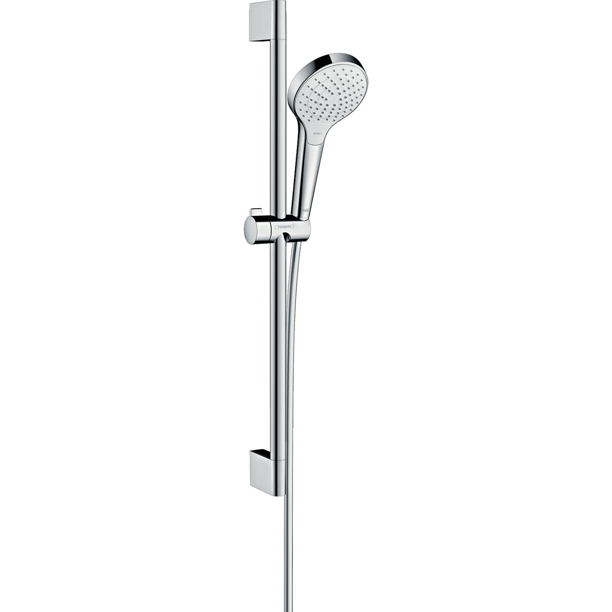 Douchette marque Hansgrohe, type set de douche, couleur chrome brillante.