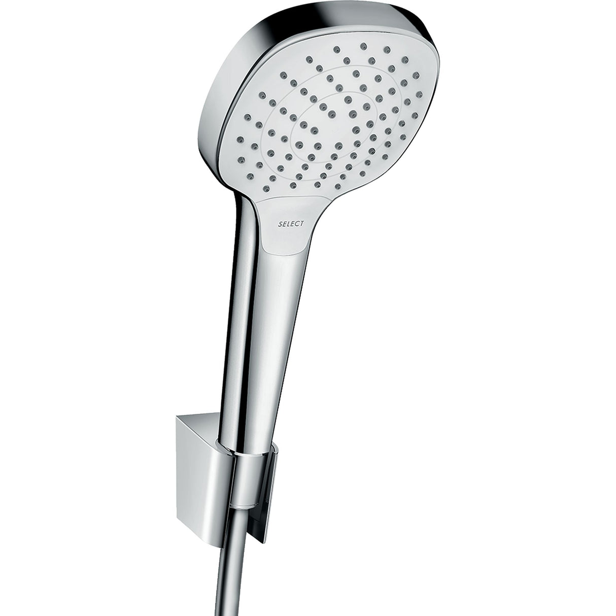 Douchette Hansgrohe, pommeau de douche chromé, couleur argent, design moderne.