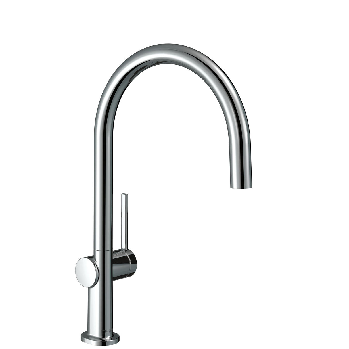 Mitigeur Grohe chromé pour évier, robinet de cuisine couleur argentée design moderne.