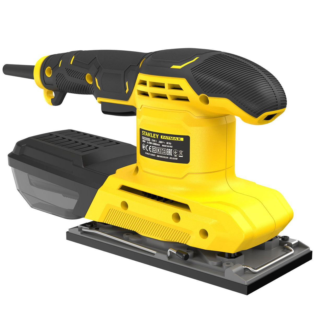 Ponceuse électrique Stanley Fatmax de couleur jaune et noire.