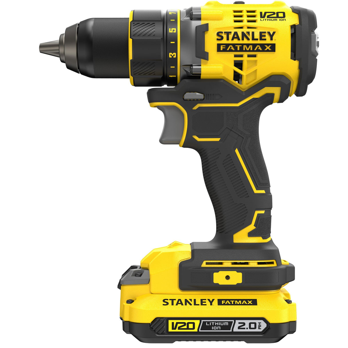 Perceuse sans fil Stanley Fatmax, jaune et noire, outillage électroportatif.