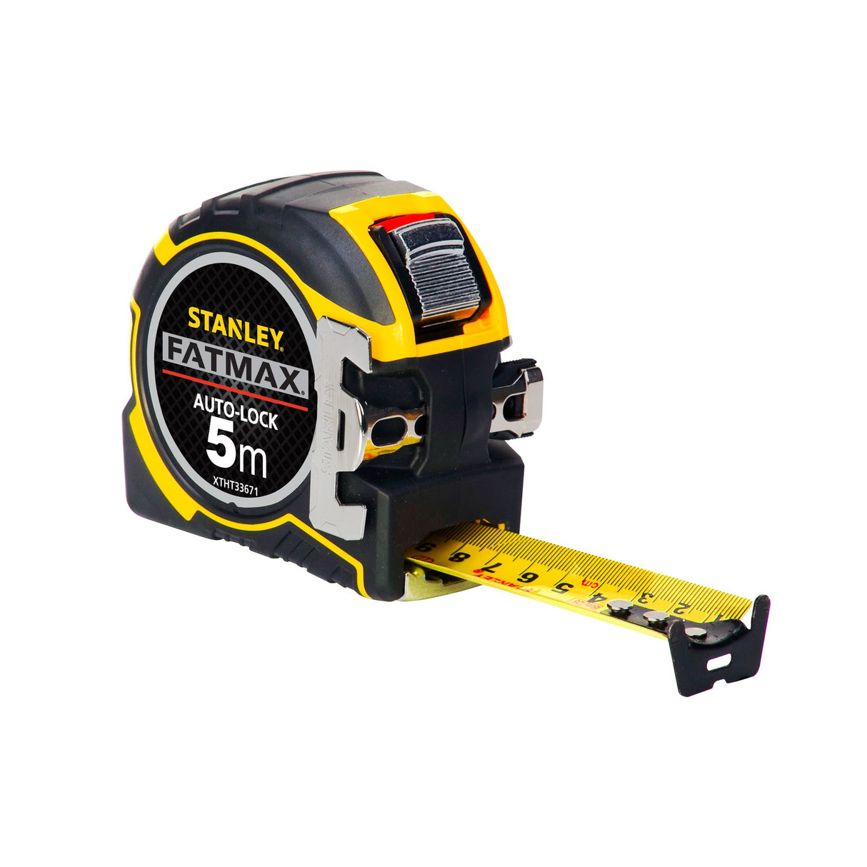 Mètre ruban Stanley FatMax, noir et jaune, 5m, outil de mesure professionnel.