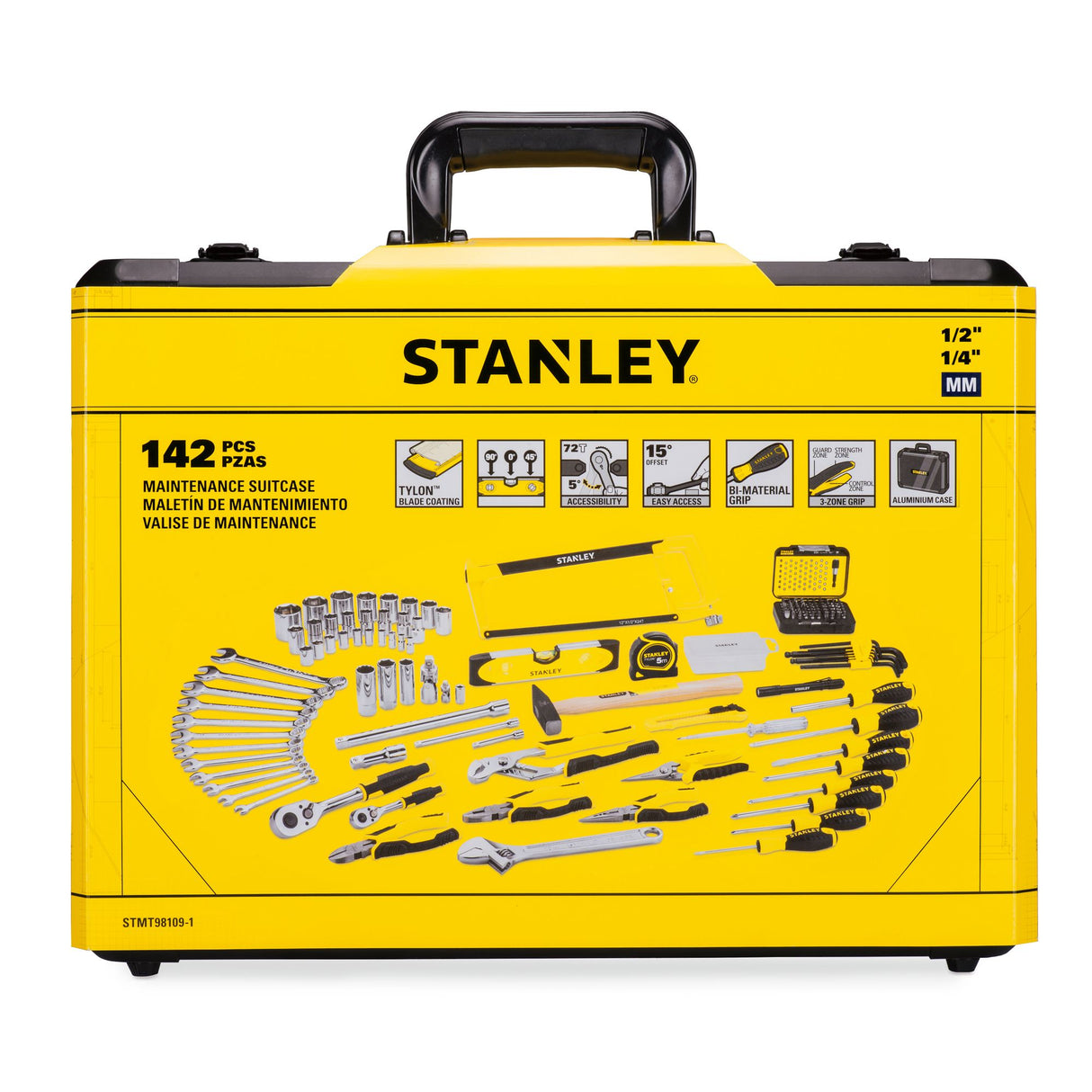 Valise à outils Stanley, jaune, type valise de maintenance, 142 pièces.
