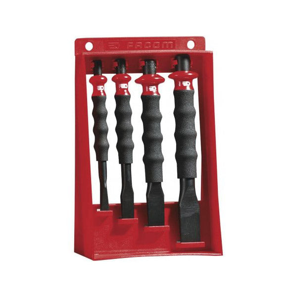 Set de burins Facom noir et rouge, porte-burins inclus, outillage à main
