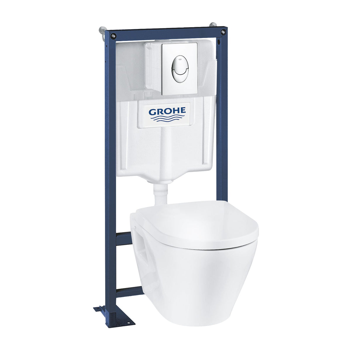 Bâti-support WC suspendu Grohe, blanc, structure métallique apparente.