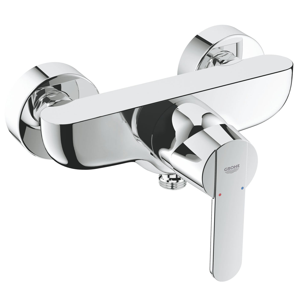 Mitigeur de douche Grohe chromé, robinet moderne mural, couleur argentée