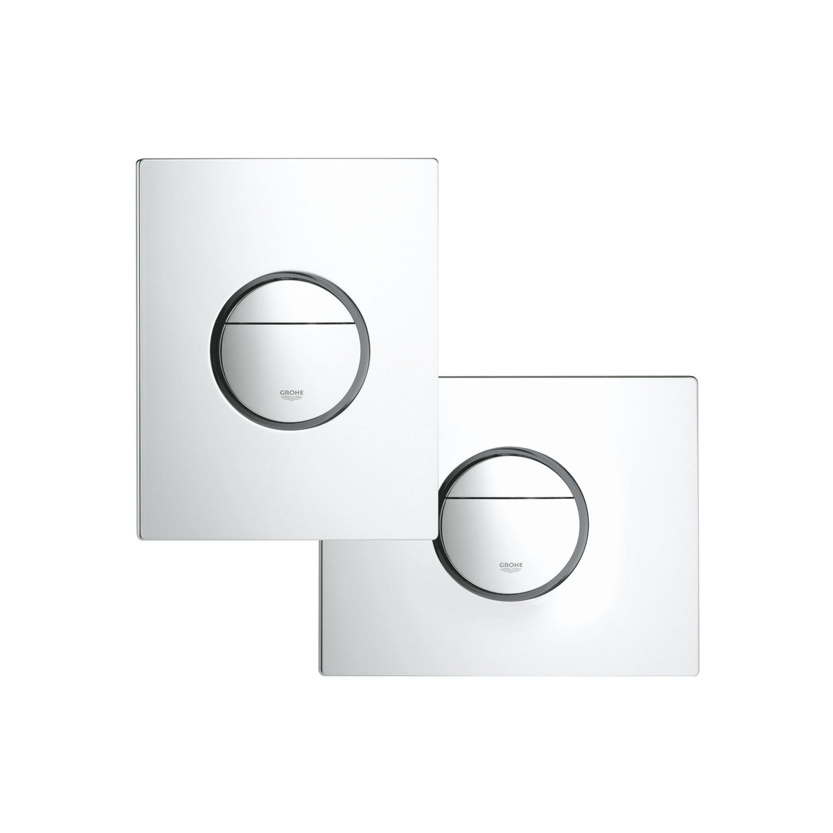 Plaques de chasse d'eau Grohe blanches rectangulaires pour WC, design moderne.