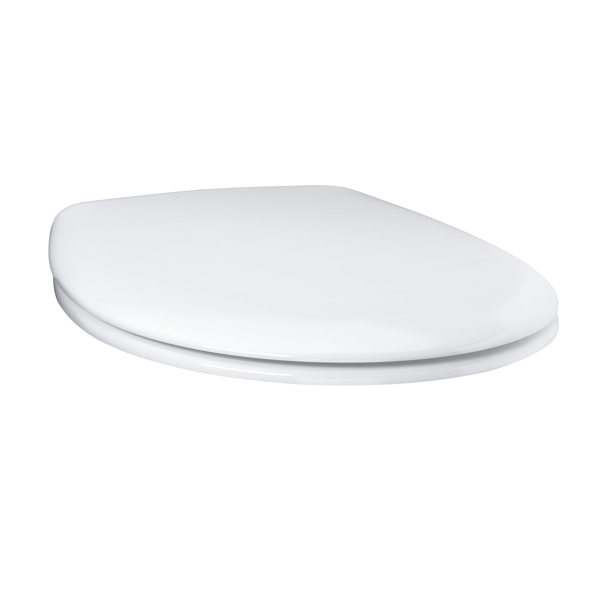 Abattant WC Grohe blanc, accessoire sanitaire en plastique, forme ovale.