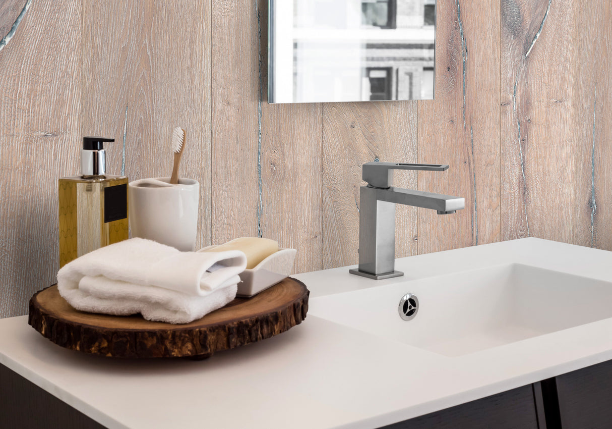 VIPANEL panneau mural mat couleur perle, aspect bois chêne, pour salle de bain