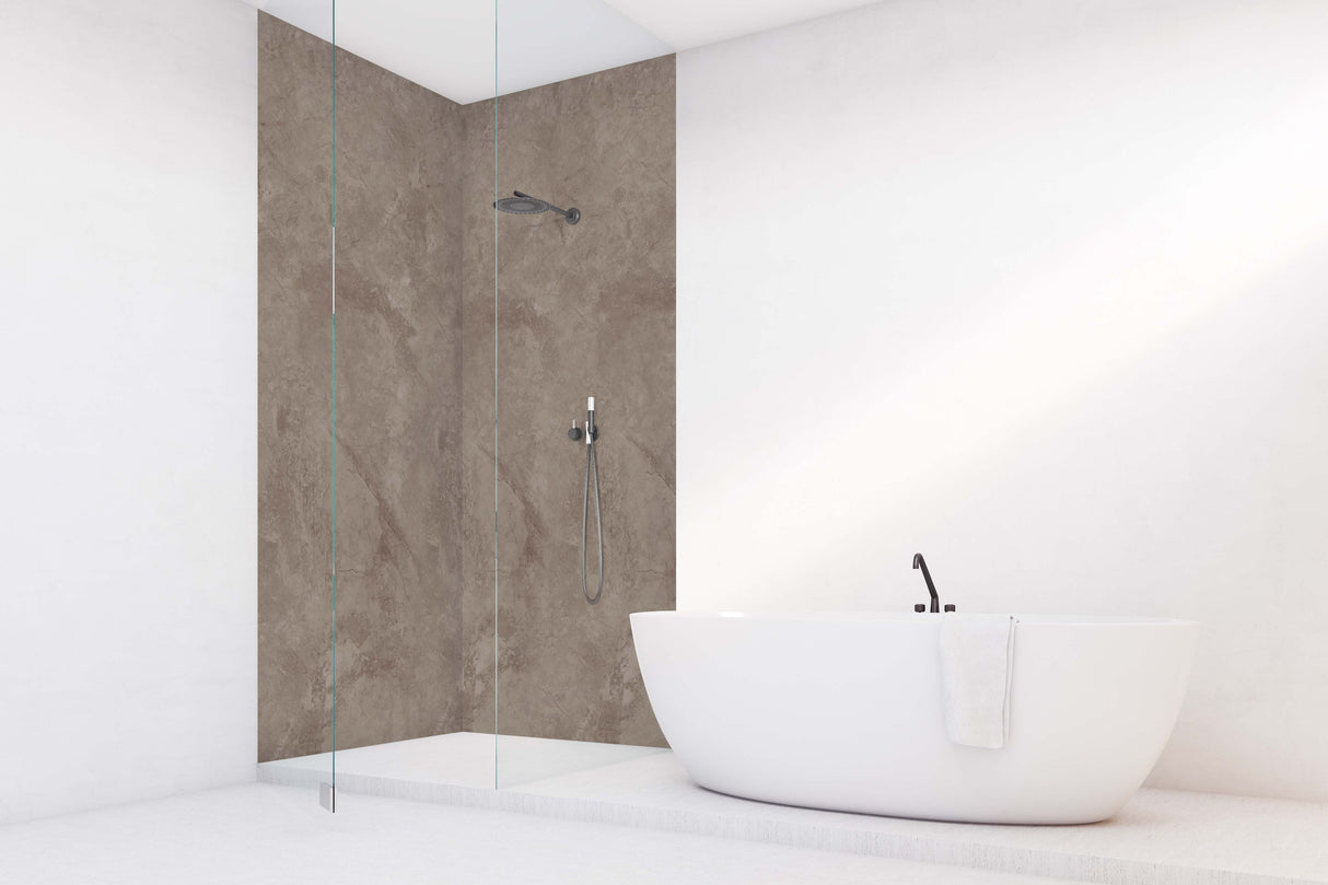 Vipanel panneau mural de douche angle, couleur marbre Emperador, finition Velvet.