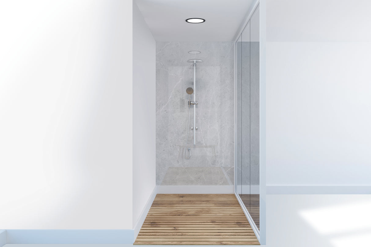 Douche niche Vipanel, panneau mural brillant, couleur gris Aragon, salle de bain moderne