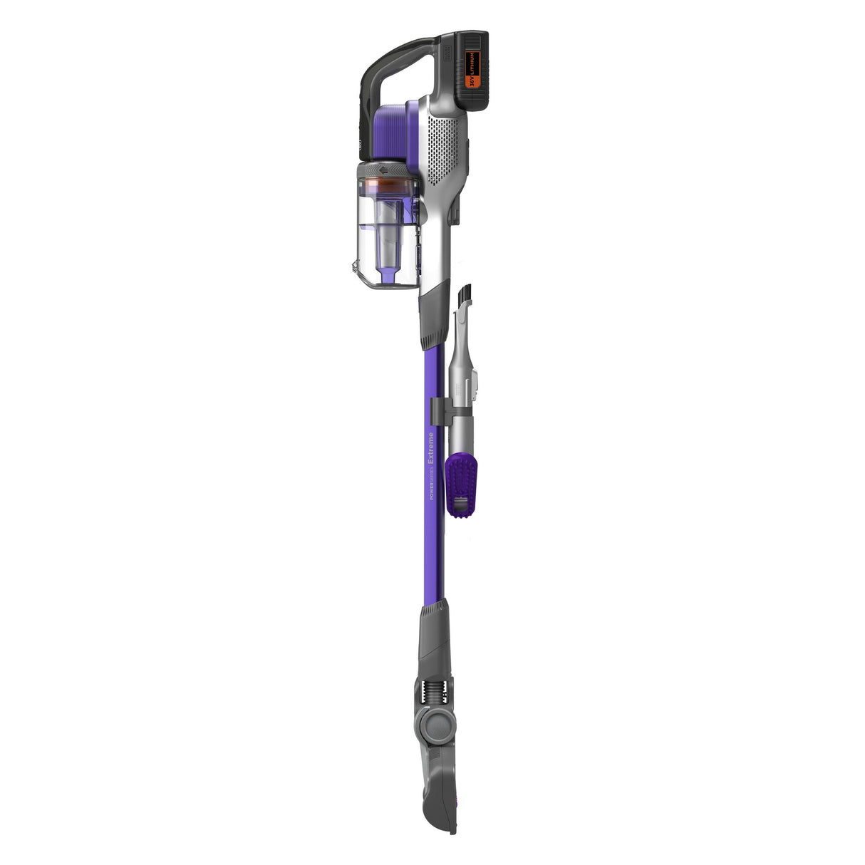 Aspirateur balai sans fil BISSELL, violet et gris, léger et compact.
