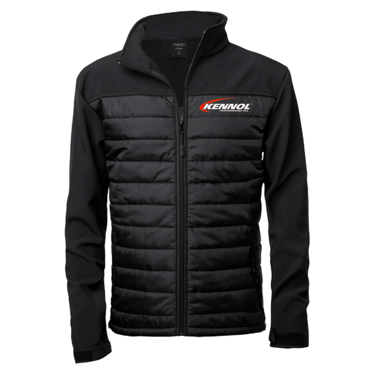 Veste polaire noire Kennol, blouson matelassé avec logo, vêtement chaud homme.