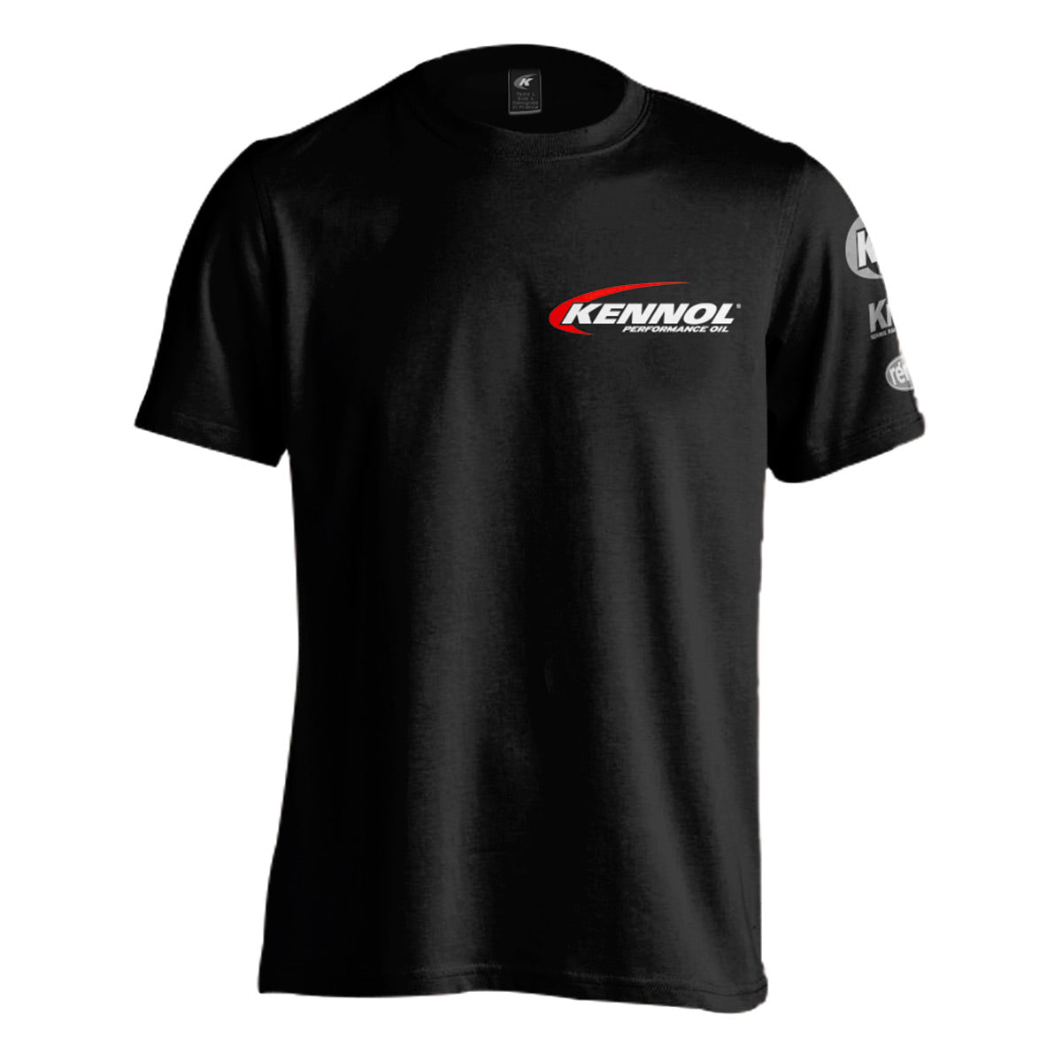 T-shirt noir KENNOL, vêtement manche courte, logo marque imprimé poitrine et manches