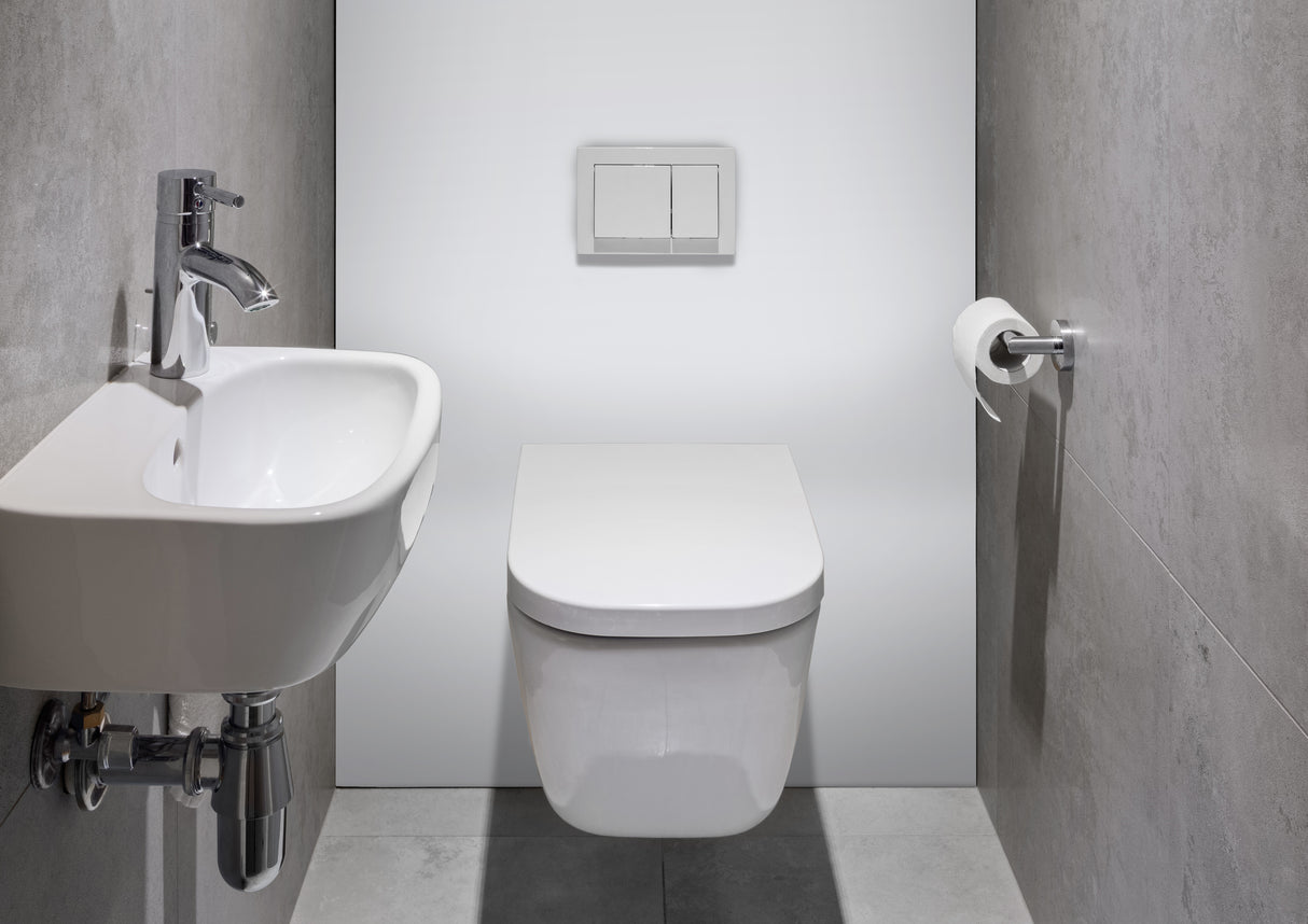 Toilette suspendue VIPANEL, type WC, couleur blanc, design moderne.