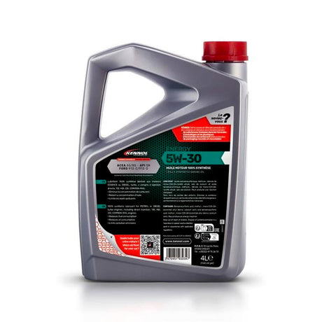 Huile moteur Kennol Energy 5W-30, bidon gris, synthétique, bouchon rouge.