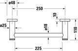 Schéma technique adaptateur sanitaire Grohe, couleur argent, dimensions détaillées.