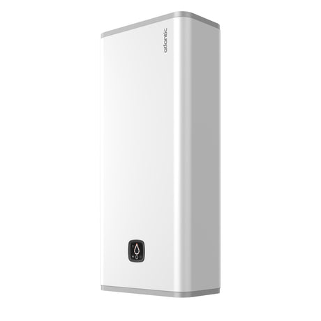 Chauffe-eau ATLANTIC LINEO plat et multiposition, connecté, blanc, avec panneau de contrôle intégré, idéal pour la maison.