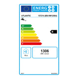 Étiquette énergie Atlantic chauffe-eau blanc, classe B, consommation 1306 kWh/an.
