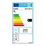 Étiquette énergie marque Atlantic, produit chauffe-eau, classe C, couleur multicolore.