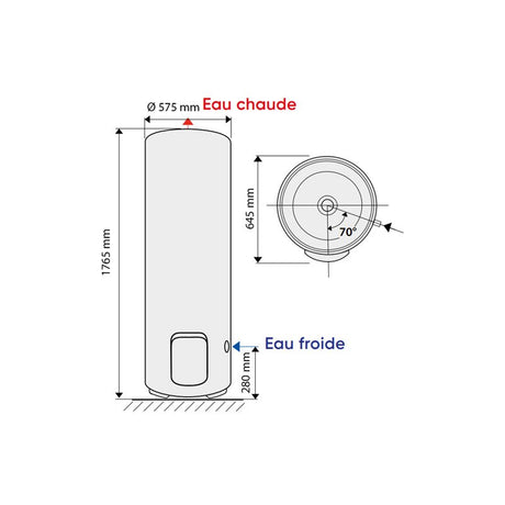 Chauffe-eau ATLANTIC Ø530 Vertical sur socle mono blindé CHAUFFEO - Mister PRO