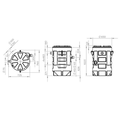 Station de relevage à enterrer SFA Sanifos 280 pour eaux usées, poste de relevage compact et robuste en image.