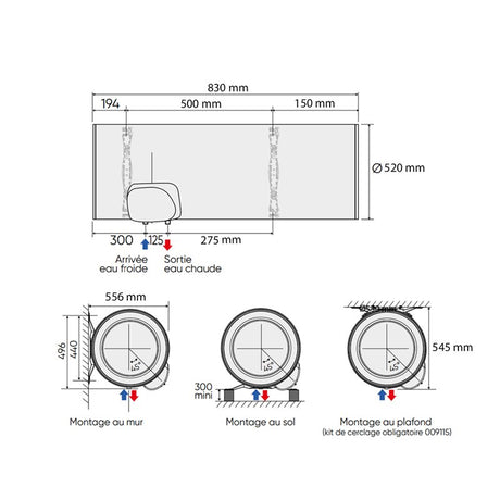 Chauffe-eau ATLANTIC Ø530 Horizontal alimentation par le dessous mono blindé CHAUFFÉO 100L - Mister PRO
